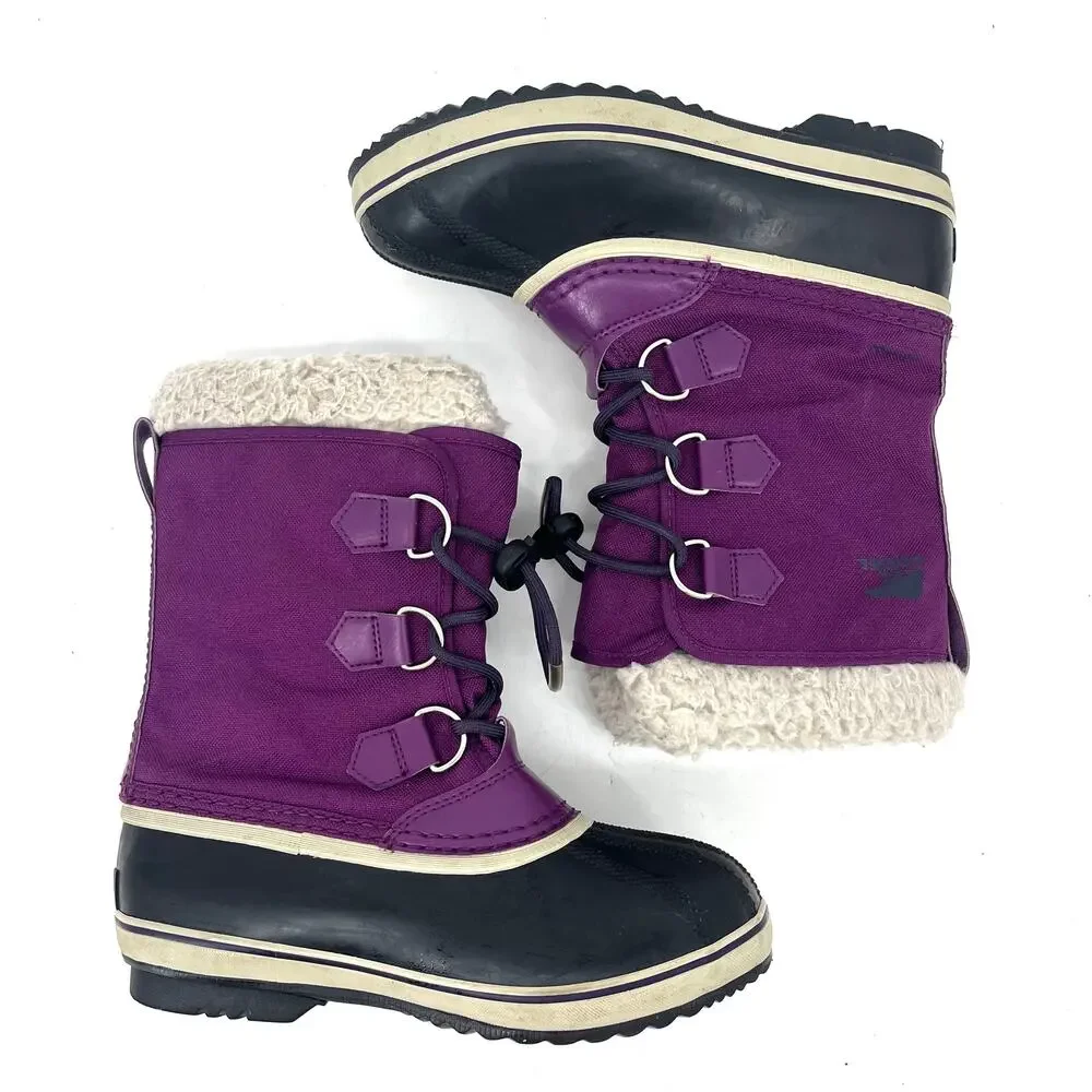 Sorel Women’s / Y 3 Purple Canvas Insulated‎ Faux Sheepskin Winter Boots Caribou